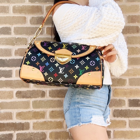 Louis Vuitton Beverly MM Monogram Shoulder Handbag Black Multicolor Noir - Picture 2 of 14